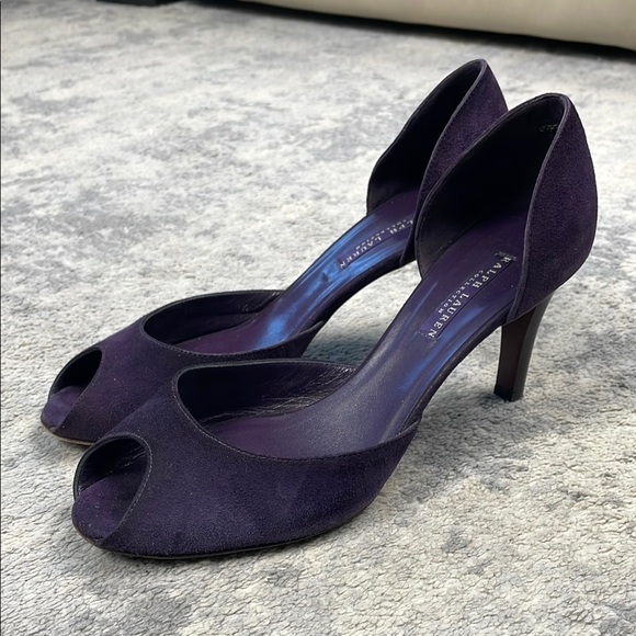 SOLD - Ralph Lauren Purple Label Suede D’Orsay Heels Deep Purple Sz 9.5 - Picture 1 of 10
